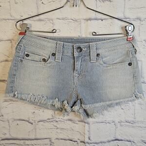 Vintage TRUE RELIGION Bobby Cut Off Striped Shorts USA size 28 Womens EXC COND